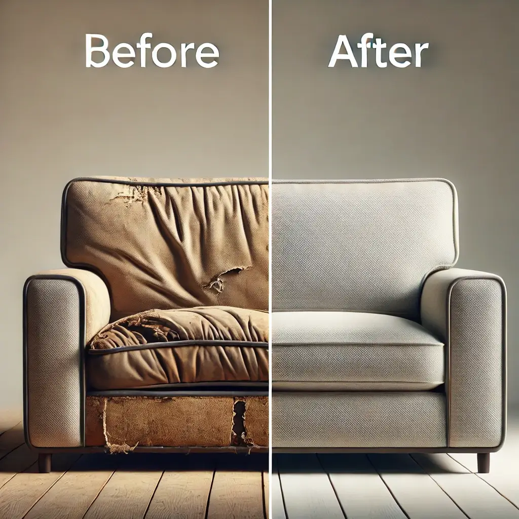 sofa before and after upholstery