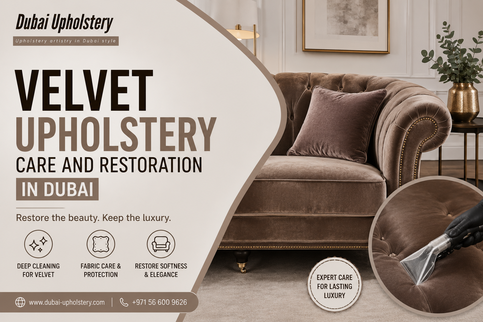 Velvet Upholstery Care and Restoration in Dubai